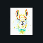 Toile Hifi Llama - portrait<br><div class="desc">Hifi Llama I par Jennifer Goldberger. Portrait d'un lama dans un style d'aquarelle vif.</div>