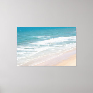 Toile High Angle View of Turquoise Ocean Waves on Sandy 