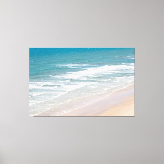 Toile High Angle View of Turquoise Ocean Waves on Sandy  (Recto)