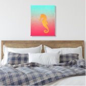 Toile Hippocampe orange silhouette Simple nautique plage (Insitu(Chambre))