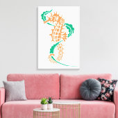 Toile Hippocampe orange, vert émeraude et algue (Insitu(Salon))
