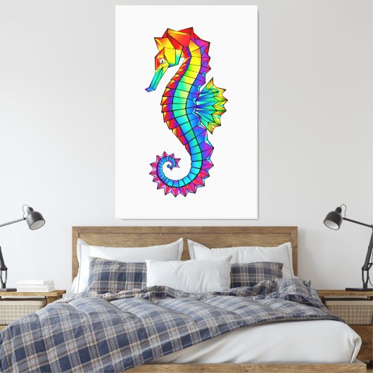 Toile Hippocampe polygonal arc-en-ciel (Insitu(Chambre))
