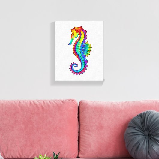 Toile Hippocampe polygonal arc-en-ciel (Insitu(Salon))
