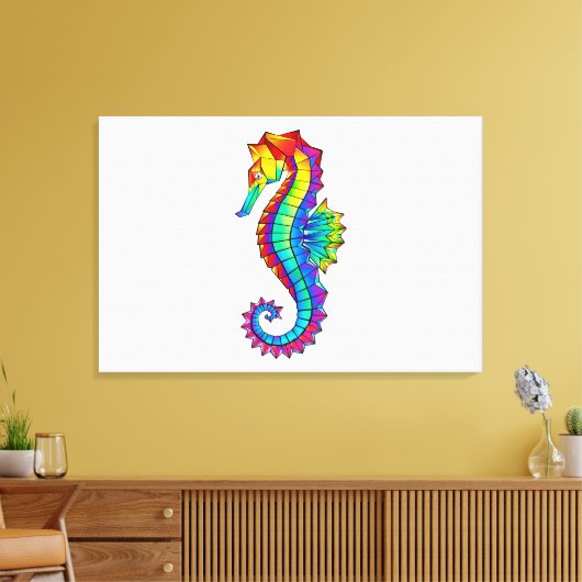 Toile Hippocampe polygonal arc-en-ciel (Insitu(Salon))