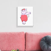 Toile Hippopotame en mariée avec voile et nœud (Insitu(Salon))