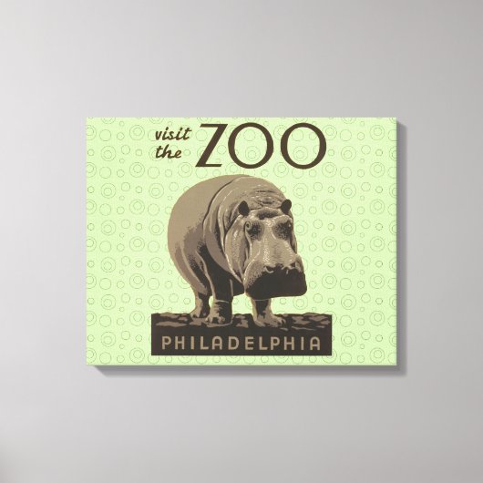 Toile Hippopotame vintage hippo zoo poster wpa (Recto)