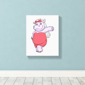 Toile Hippopotampe en mariée avec voile et nœud (Insitu (Plancher de Bois))