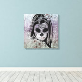 Toile Hipster Sugar Skull Lady (Insitu (Plancher de Bois))