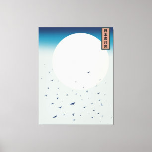 Toile Hirondelles au clair de lune du Japon