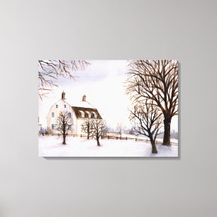 Toile Hiver en Nouvelle-Angleterre aquarelle peinture
