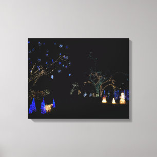 Toile Hiver Wonderland Lumières Bleu et blanc Vacances
