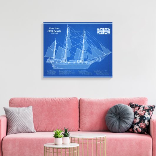 Toile HMS Beagle grand navire - Plan d'expédition ABD (Insitu(Salon))