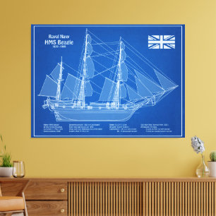 Toile HMS Beagle grand navire - Plan d'expédition ABD
