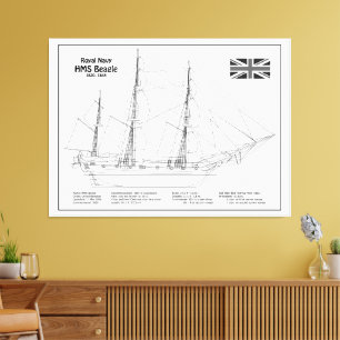 Toile HMS Beagle Tall Ship - Plan d'expédition BD