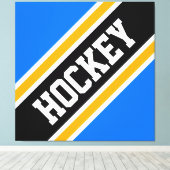 Toile HOCKEY Bright Bleu Noir Jaune Rayures de course (Insitu (Plancher de Bois))