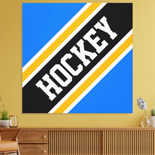Toile HOCKEY Bright Bleu Noir Jaune Rayures de course (Insitu(Salon))