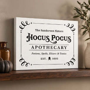 Toile Hocus Pocus Apothicaire Vintage Noir et Blanc