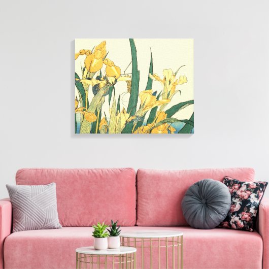 Toile Hokusai grasshopper et iris Japon (Insitu(Salon))