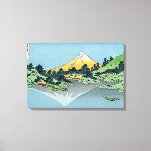 Toile Hokusai - Le mont Fuji se reflète dans le lac Kawa
