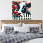 Toile Holstein Picket de vache clôture Roses rouges Noir (Insitu(Chambre))