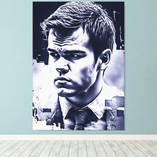 Toile Hommage captivant à une légende d'échecs - Carlsen (Insitu (Plancher de Bois))