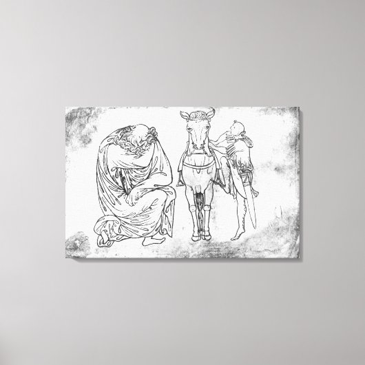 Toile Homme assis, Chevalier montant son cheval (Recto)