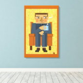Toile Homme avec café - affiche d'art moderne (Insitu (Plancher de Bois))