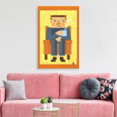 Toile Homme avec café - affiche d'art moderne (Insitu(Salon))