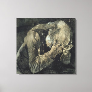 Toile Homme de Vincent van Gogh avec sa tête dans des