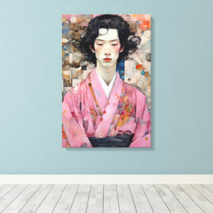 Toile Homme en Kimono rose