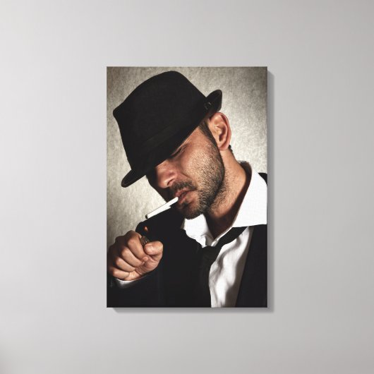Toile Homme rétro fumeur (Recto)