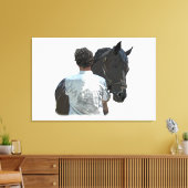 Toile Homme tenant Cheval Léger Étiquette Tablette Impre (Insitu(Salon))