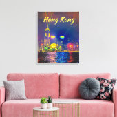 Toile Hong Kong nuit lumière ville skyline Voyage modern (Insitu(Salon))