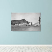 Toile Honolulu, Hawaii - Surfers au large de Waikiki Bea (Insitu (Plancher de Bois))