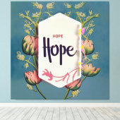 Toile Hope Blooms - Elegant Floral Typography  (Insitu (Plancher de Bois))
