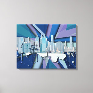 Toile Horizon   3D bleu de New York City