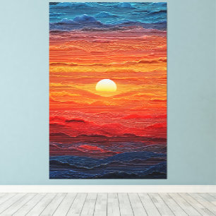 Toile Horizon Abstrait de Coucher de Soleil Radieux Art