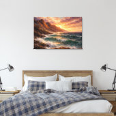 Toile Horizon côtier - Océan et pics 8K haute résolution (Insitu(Chambre))
