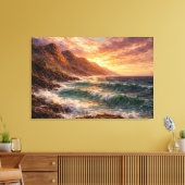 Toile Horizon côtier - Océan et pics 8K haute résolution (Insitu(Salon))