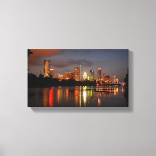 Toile Horizon de nuit d'Austin le Texas de lac ladybird