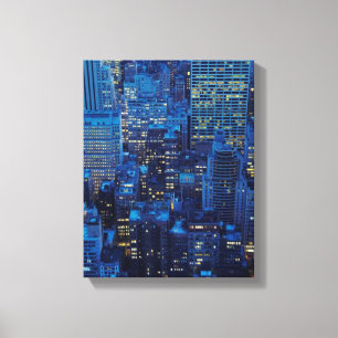 Toile Horizon de NYC, vue courbe au crépuscule