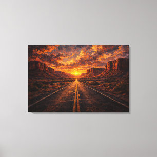 Toile Horizon Désertique : La Route Dorée