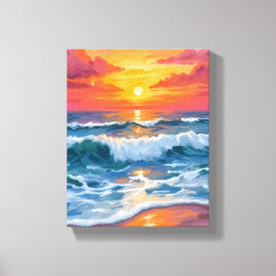 Toile Horizon Fondue Vagues océaniques Coucher de sole