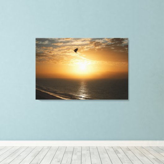 Toile Horizon Océan Front Sunrise Vue Oiseau Silhouette (Insitu (Plancher de Bois))