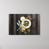 Horloge à vapeur avec libellule mécanique