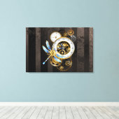 Toile Horloge à vapeur avec libellule mécanique (Insitu (Plancher de Bois))