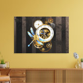 Toile Horloge à vapeur avec libellule mécanique (Insitu(Salon))