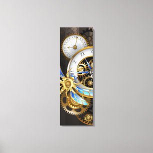 Toile Horloge à vapeur avec libellule mécanique
