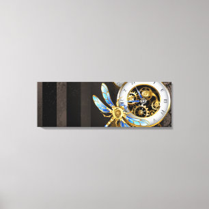 Toile Horloge à vapeur avec libellule mécanique