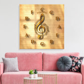 Toile Horloge Gold Treble Clef Avec Cercle De Cinquantiè (Insitu(Salon))